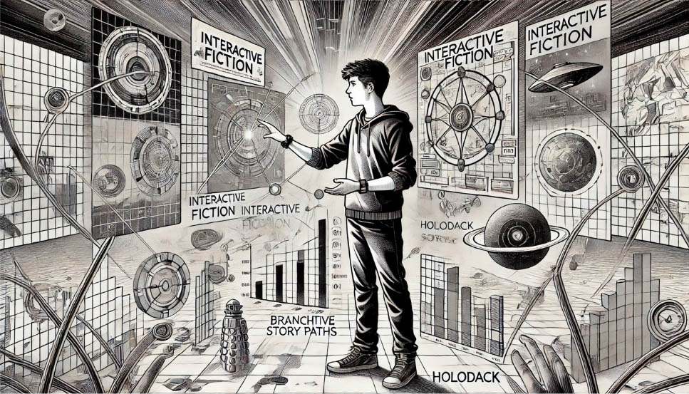 Trautzsch, 2024 Ein Bild zum Thema Interactive Fiction - Digital, Cyberspace, Holodeck. Dall-E, 2024