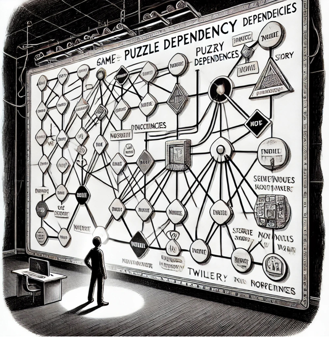  Trautzsch, 2024 Ein Bild von „Puzzle Depency Charts“  in einer virtuellen Umgebung. Dall-E, 2024